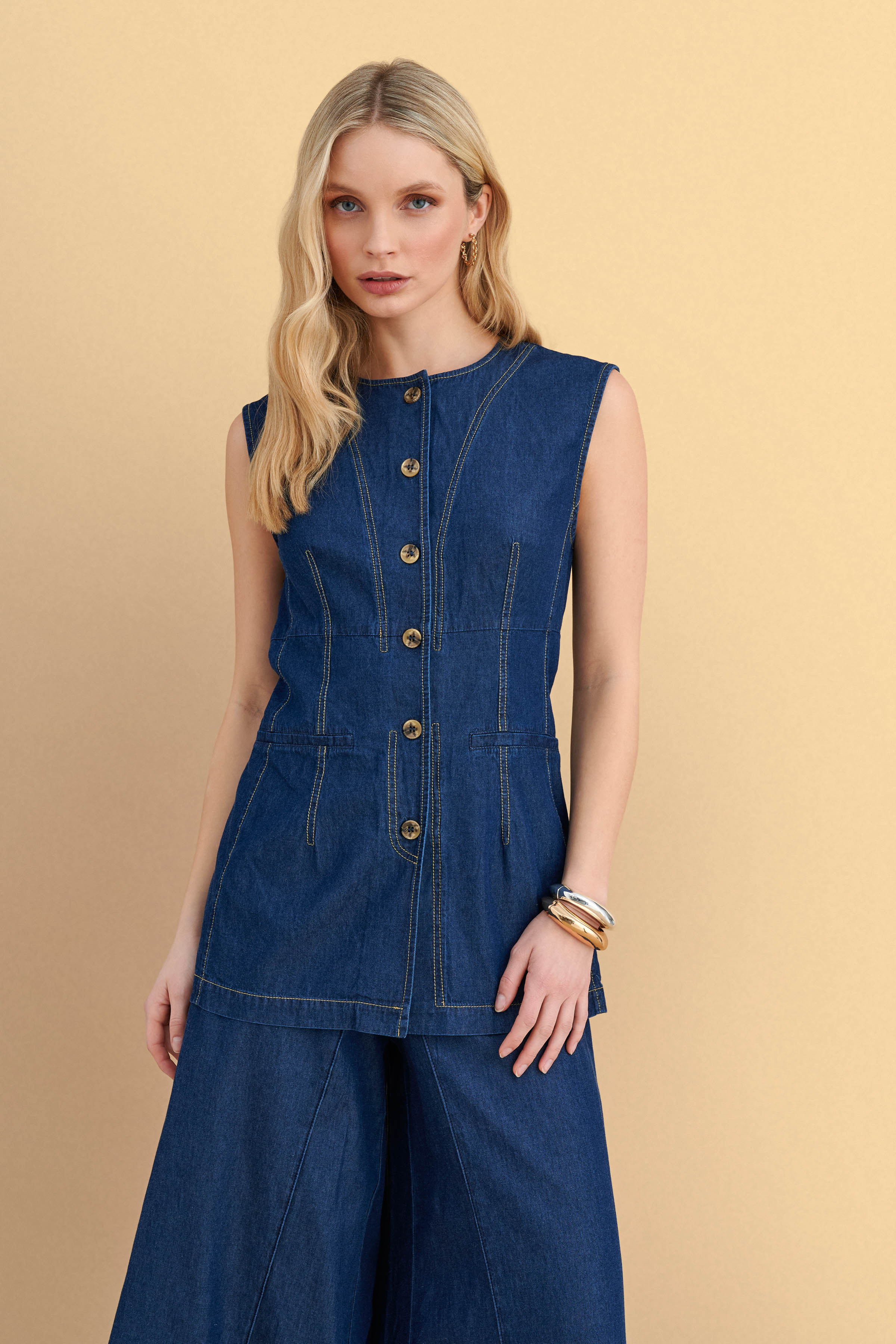 Vest with pockets - Blue