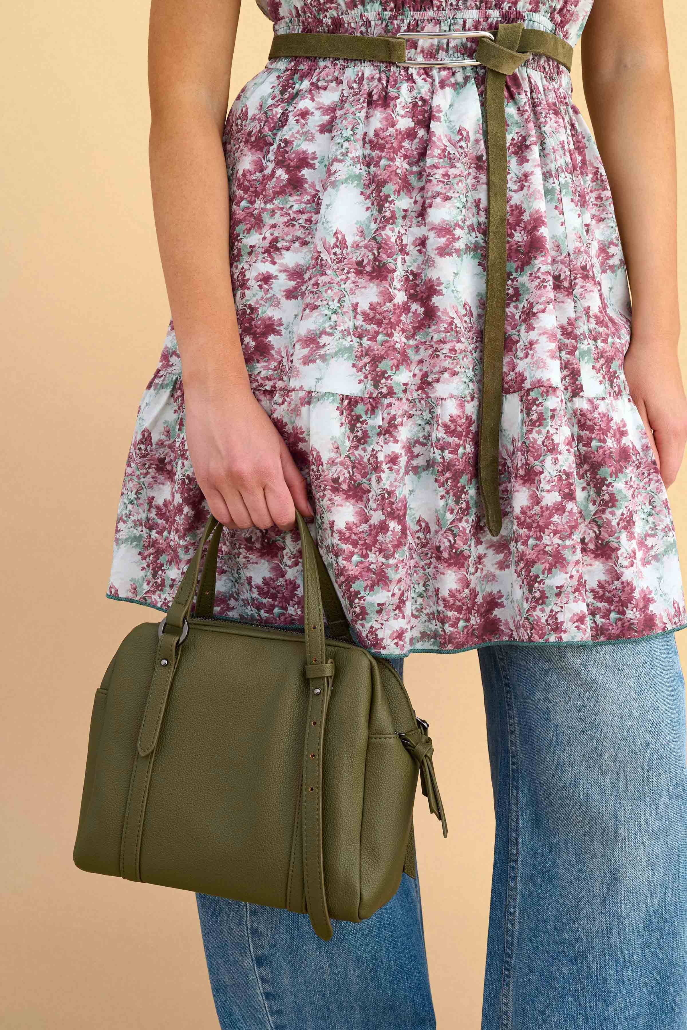 Leather look handbag - Green