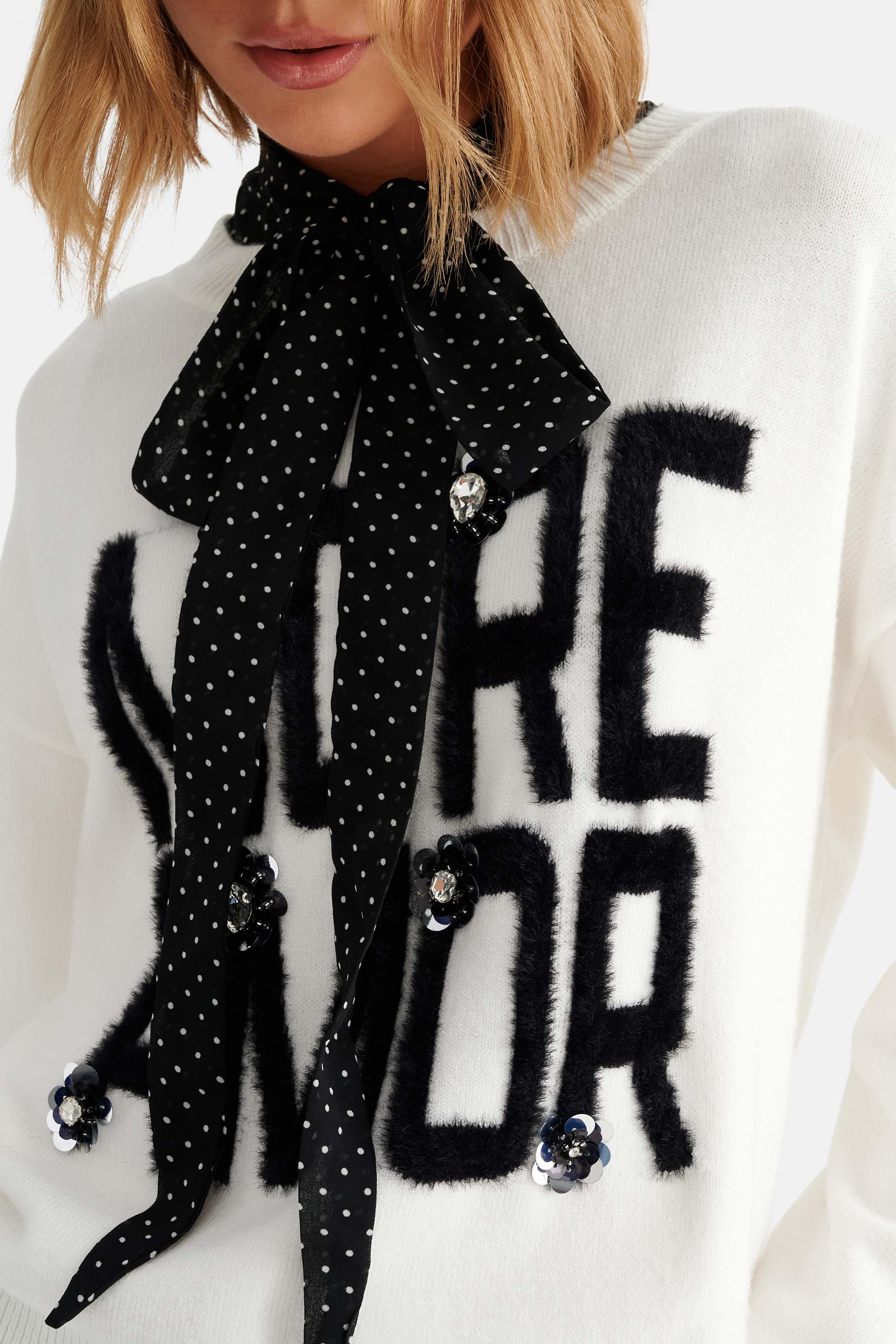 Polka dot sheer collar - Black