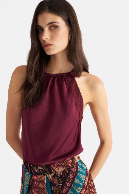 Sleeveless lace top - Red