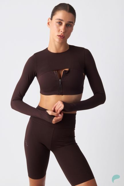 a-feel Long-sleeve bolero top - Brown