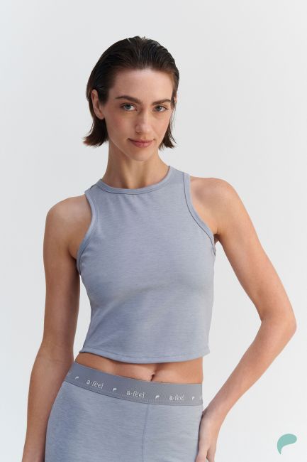 a-feel Crop top με παρτούς ώμους - Γκρι