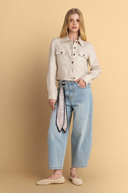 Barrel leg jeans with scarf - Blue