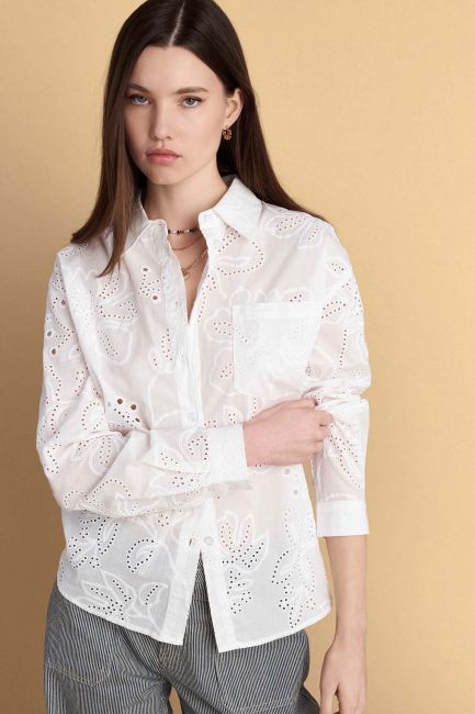Embroidered cotton shirt - White
