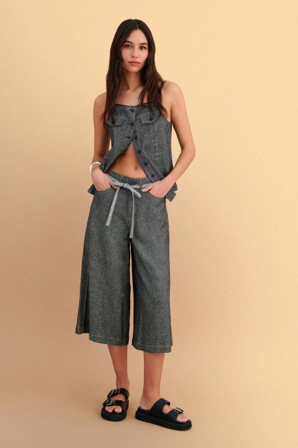 Denim-style culottes - Black