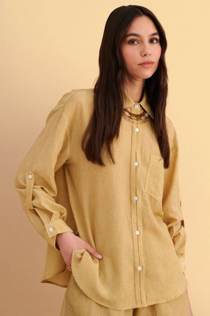 Oversized long-sleeve shirt - Yellow