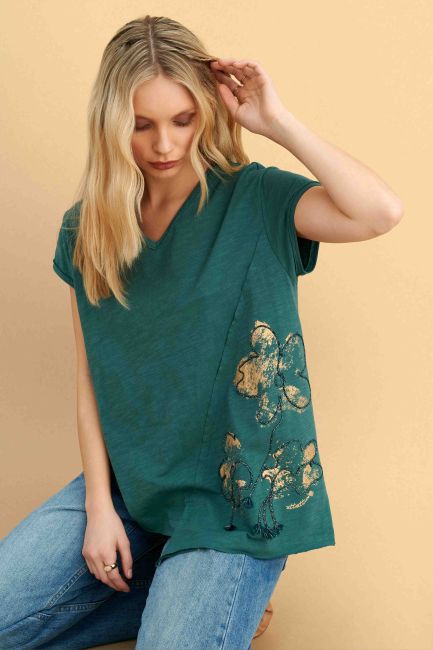 Asymmetrical printed blouse - Green