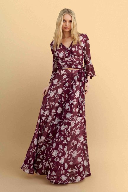 Floral maxi skirt - Red