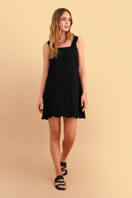 Sleeveless lace mini dress - Black