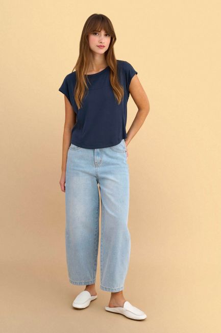 Solid short sleeve top - Grey