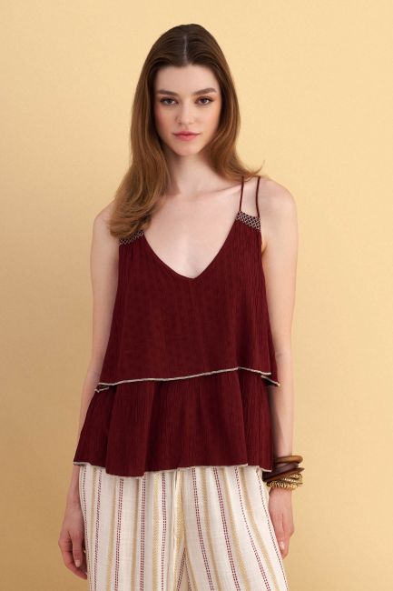 Sleeveless layered top - Red