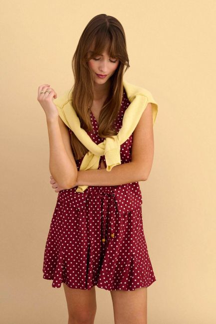 Polka dot shorts with elastic waistband - Red