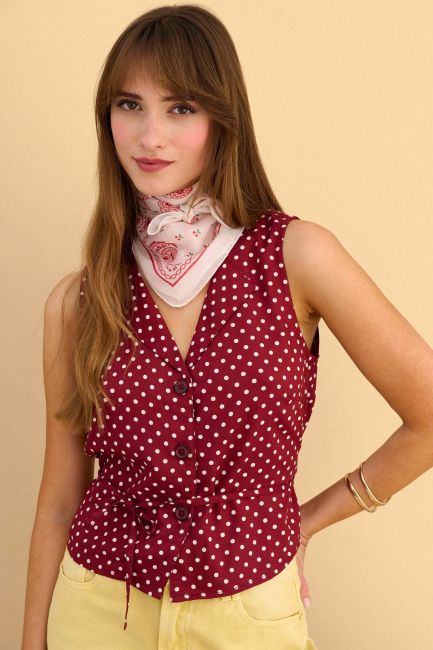 Polka dot sleevless shirt - Red