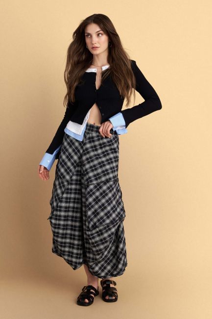 Midi pleated skirt - Black