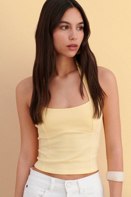 Backless halterneck top - Yellow