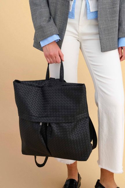 Leather look backpack - Black