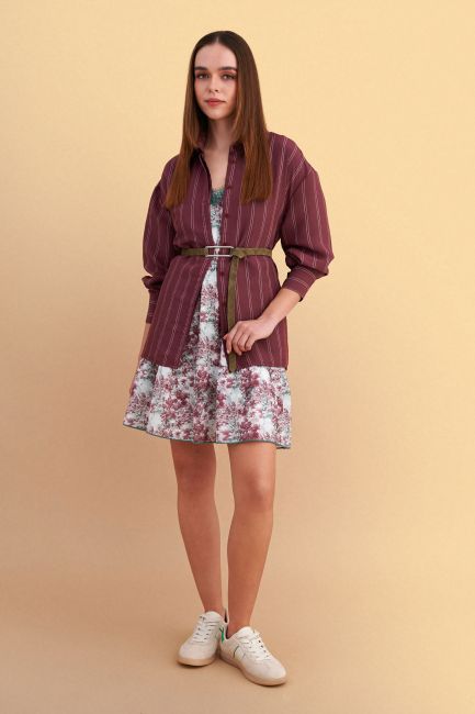 Oversized striped shirt - Red