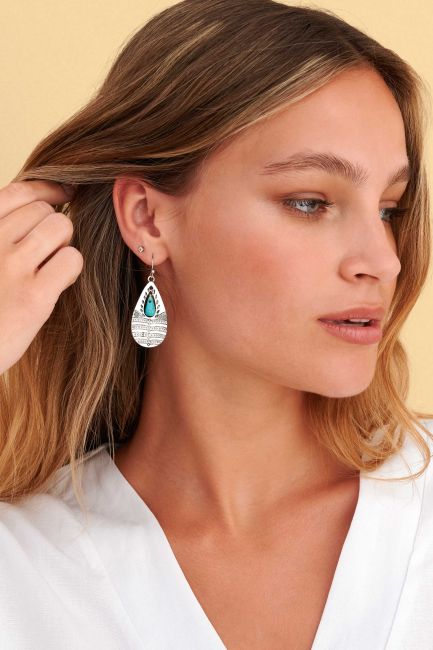 Metal earrings with stone - Metallic