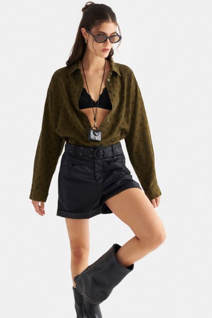 Shirt with rhinestones - Brown
