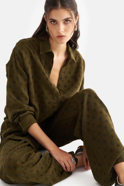 Trousers with rhinestones - Brown