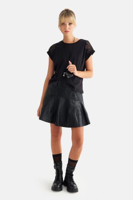 Blouse with rhinestones - Black