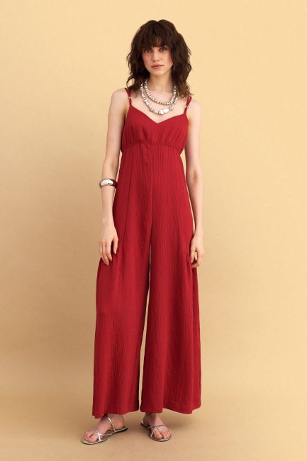 Jumpsuit with spaghetti straps - Red