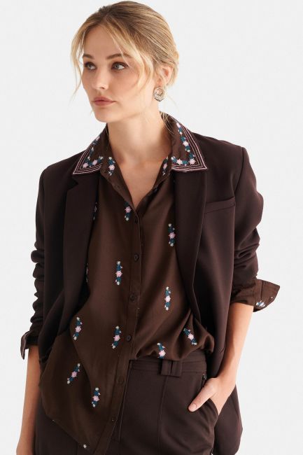 Embroidered shirt - Brown