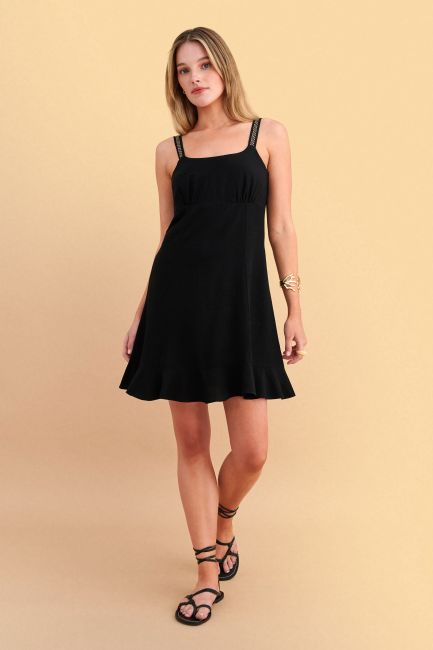 Mini dress with strap details - Black