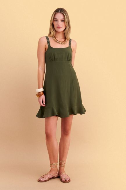 Mini dress with strap details - Green