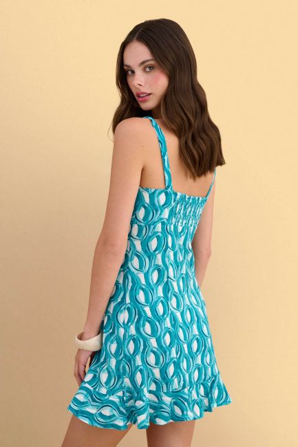 Mini dress with straps and geometric print - Multicolor