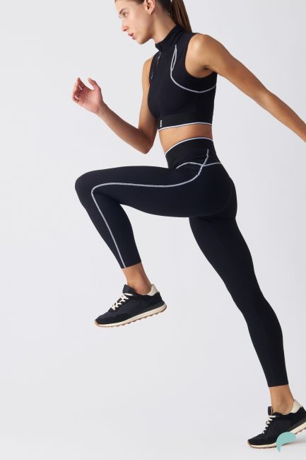 a-feel High-waisted leggings with decorative seams - Black
