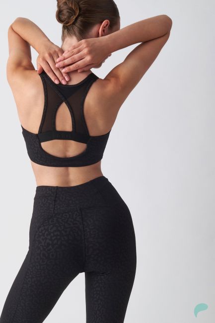 a-feel Sports bra animal print with sheer back - Black