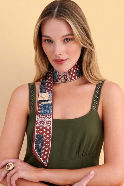 Scarf with geometric and floral motifs - Multicolor
