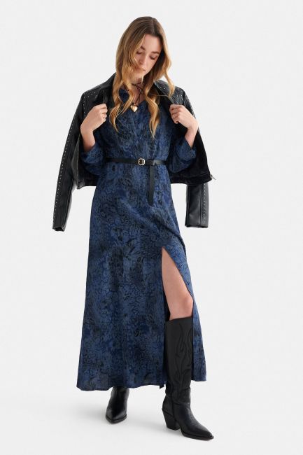 Printed maxi dress with belt - Multicolor