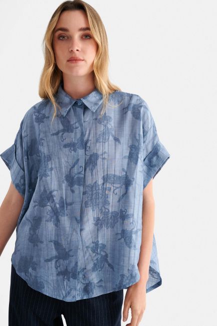 Short-sleeve printed shirt - Blue