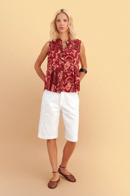 Sleeveless printed shirt - Red