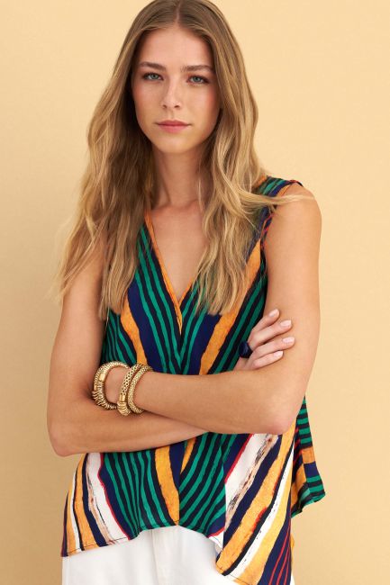 Asymmetric striped top - Multicolor