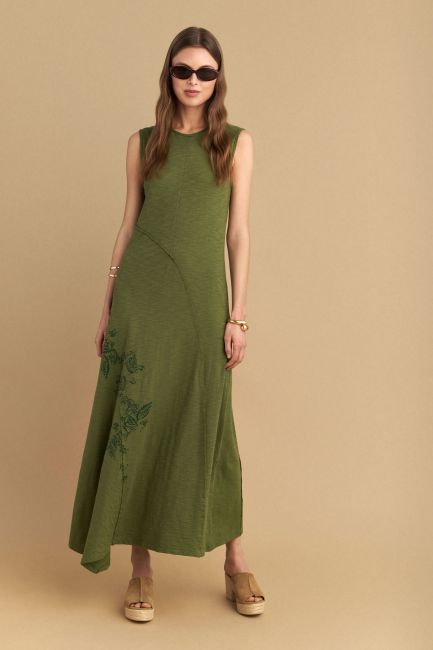 Abstract floral-print cotton dress - Green