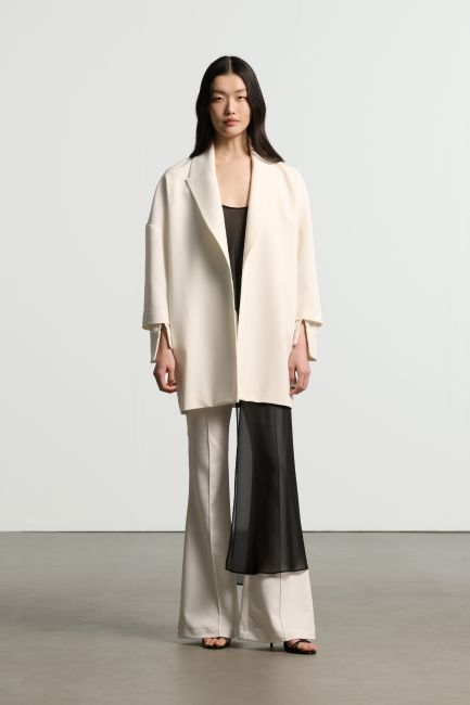 Oversized blazer with sleeve detail - White
