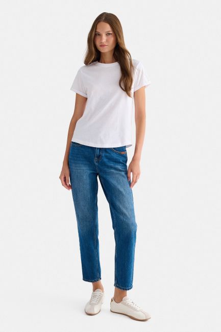 Short sleeve blouse in monochrome - White