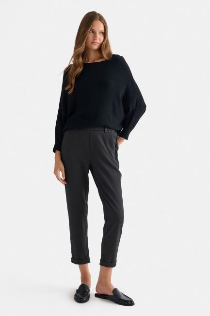 Cuffed hem elastic trousers - Grey
