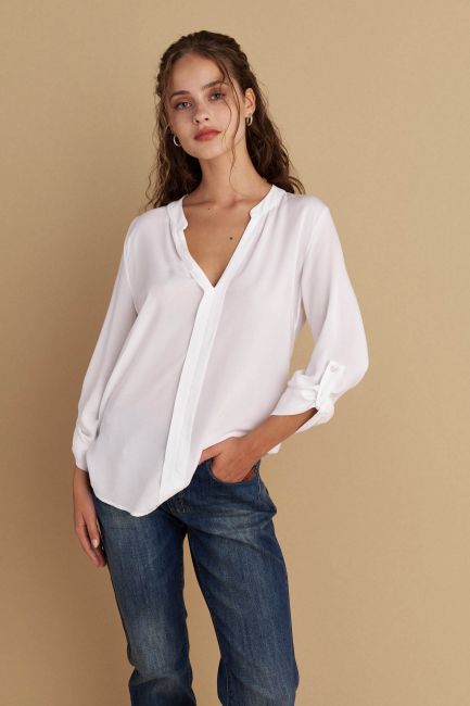 Monochrome V-neck tunic - White