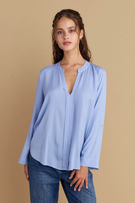 V-neck tunic in monochrome - Blue
