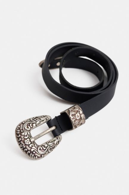 Thin buckle belt - Black