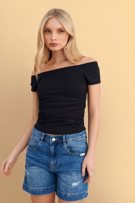 Soft-texture blouse - Black