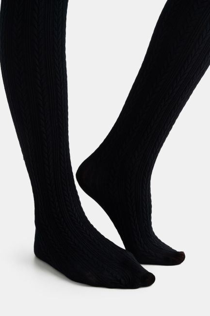 Tights with textured pattern - Black