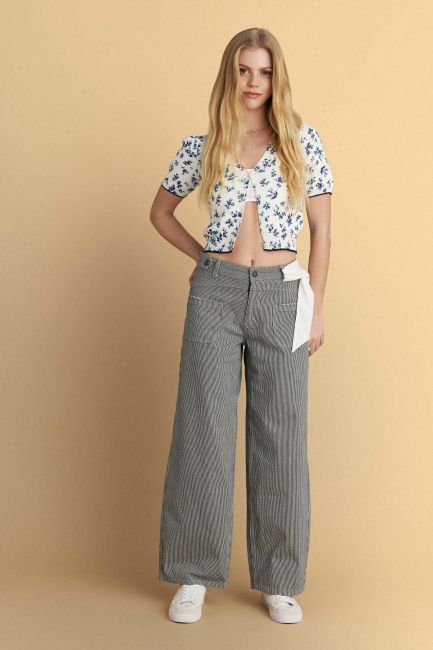 Striped baggy-fit jeans - Blue