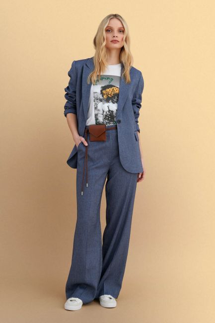 Tailored trousers with belt - Blue