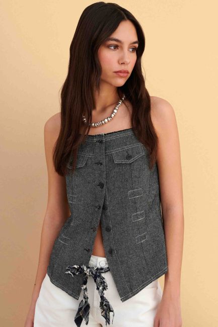 Denim-style camisole top - Grey