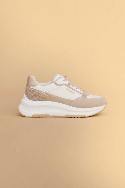 Mixed material sneakers - Beige